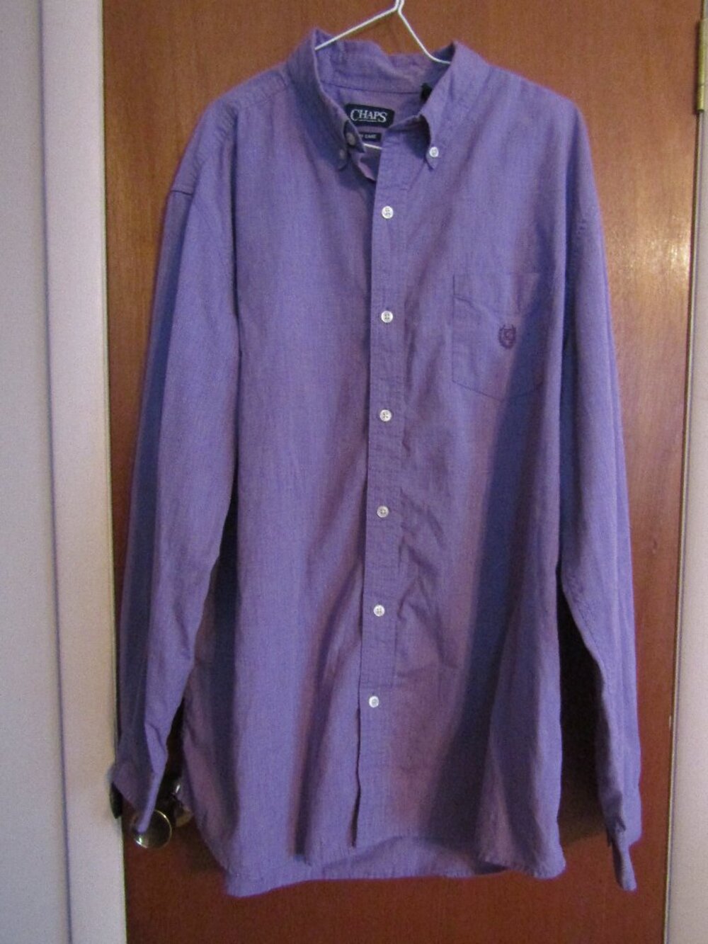 Chaps Mens X-Large Easy Care Purple Twill Button-Down Long Sleeve Shirt